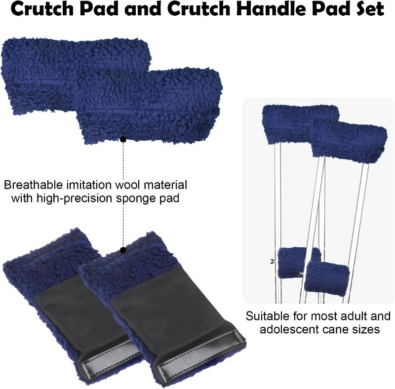 Photo 1 of Crutch Pads and Crutch Hand Grips for Adults Kids Antiskid Underarm Padding Soft Foam Crutch Pad Set Accessories 4 PCS (Blue)