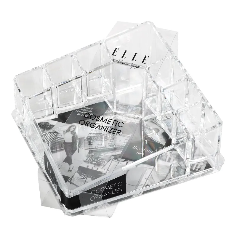 Photo 1 of Elle Clear Cosmetic Organizer 8 Compartment - 6 Compartments For Lipsticks - 1 For Brushes Or Lip Liners - 1 Large Compartment For Anything 