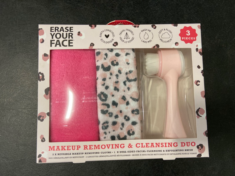 Photo 1 of Erase Your Face 3 Piece Cleansing and Removing Pack With Reusable Cloths and Facial Cleansing Brush 