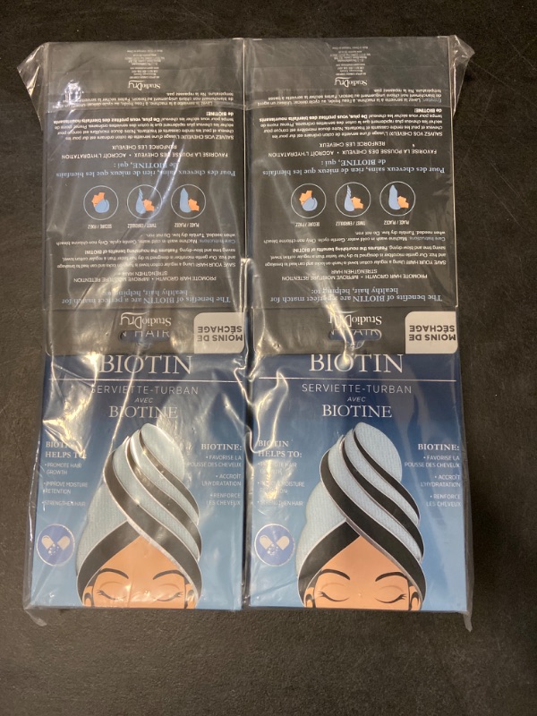 Photo 2 of 4 Pack Biotin Oil Infused Turban Hair Towel Helps Hair Growth Improves Moisture Prevents Frizz & Breakage Dries Hair Faster Then a Cotton Towel Saving Time Take On The Go 