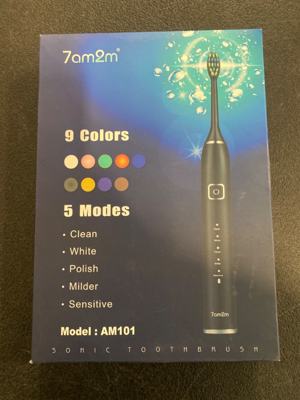 Photo 2 of 7AM2M Sonic Electric Toothbrush with 6 Brush Heads for Adults and Kids, One Charge for 90 Days, Wireless Fast Charge, 5 Modes with 2 Minutes Built in Smart Timer, Electric Toothbrushes(Purple)
