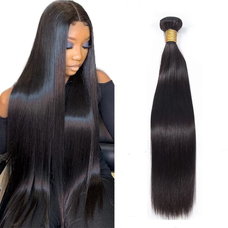 Photo 1 of Straight 28inch Unprocessed Brazilian Virgin Human Hair Weave Bundles - color black 