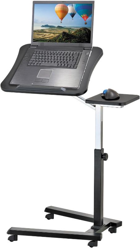 Photo 1 of Tatkraft Joy Portable Laptop Desk with Mouse Pad, Rolling Computer Stand with Adjustable Height, Sturdy and Ergonomic, Black