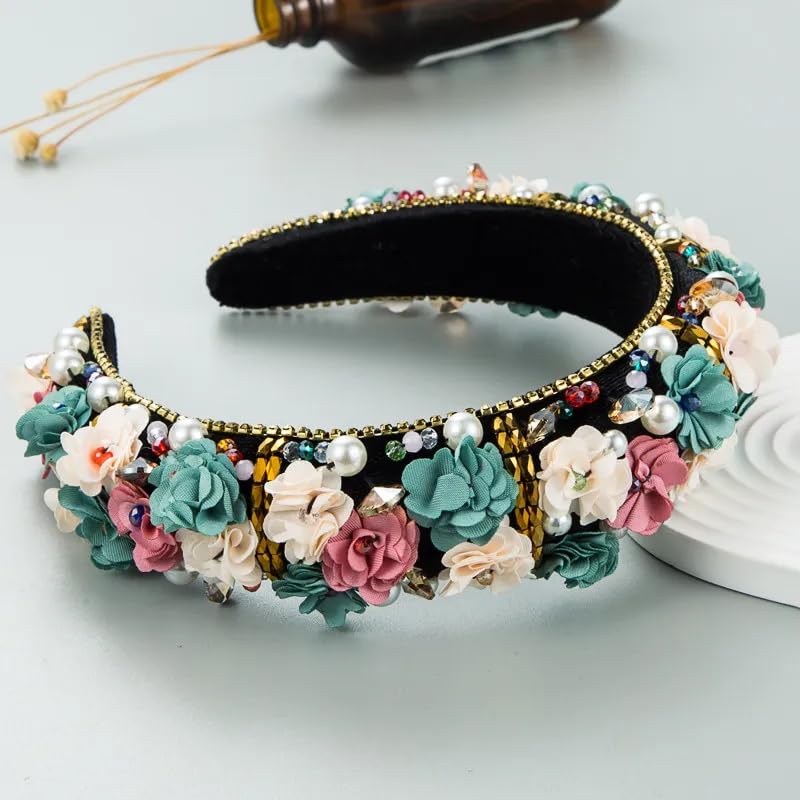 Photo 1 of Women Colorful Rhinestone Headbnds Girls Beads Crystal Headband Sponge Padded Hairband Hair Jewelry Hair Accessories