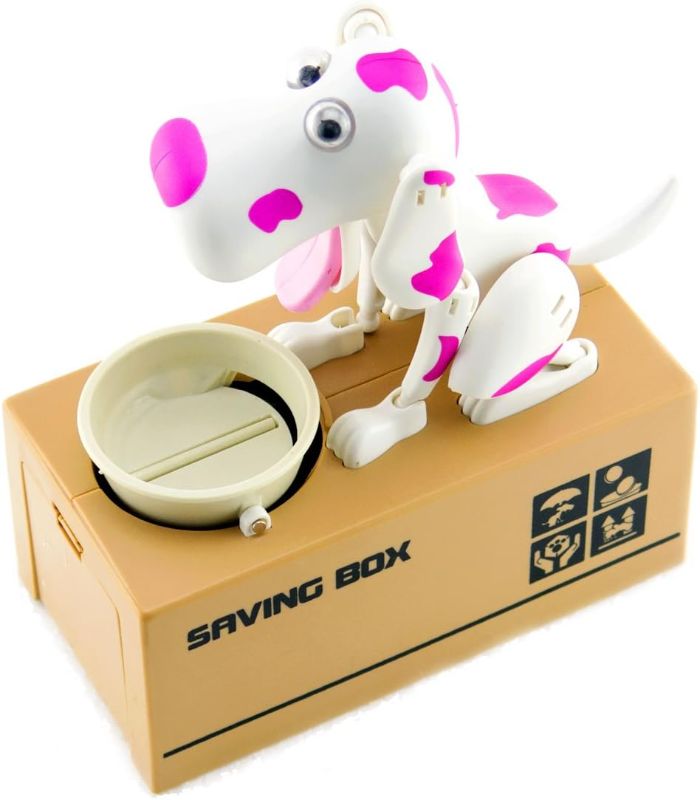 Photo 1 of My Dog Piggy Bank - Robotic Coin Munching Toy Money Box - Pink