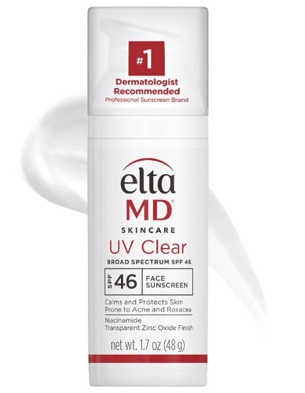 Photo 1 of EltaMD UV Clear Face Sunscreen, SPF 46 Oil Free Sunscreen with Zinc Oxide, Protects and Calms Sensitive Skin and Acne-Prone Skin, Lightweight, Silky, Dermatologist Recommended, 1.7 oz Pump