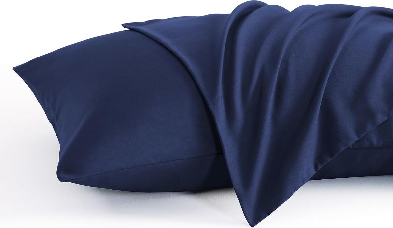 Photo 1 of NTBAY King Pillow Cases Set of 2, 2 Pack Brushed Microfiber 20x36 Pillow Cases, Soft, Wrinkle, Fade, Stain Resistant Navy Blue Pillow Cases with Envelope Closure, 20x36 Inches, Navy Blue