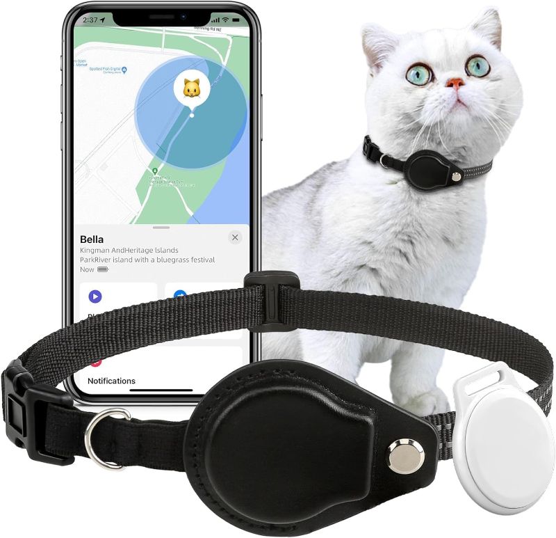 Photo 1 of GPS Tracker for Cats, Waterproof Location Pet Tracking Smart Collar (Only iOS), No Monthly Fee, Compatible with Apple Find My, Reflective Real-Time GPS Tracker Cat Collar