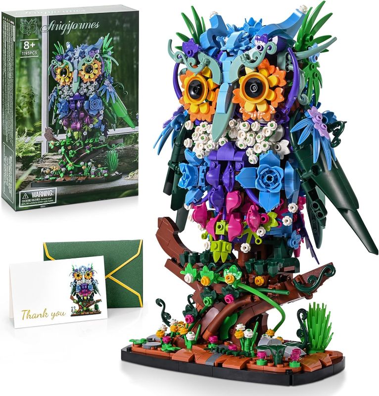 Photo 1 of Sillbird Owl Animal Building Toy Set, Home Decor or Office Art Collectible Model with Flowers,Easter Mother's Day Birthday Creative Gifts for Adults or Teens Kids 8+, New 2024 (1193 Pieces)