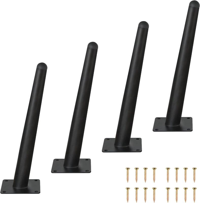 Photo 1 of 10 Inch Furniture Legs Set of 4 Oblique Furniture Legs Metal Table Legs Modern Style Sofa Legs Chair Legs Heavy Duty Sofa Replacement Feet for Couch, Nightstand, Ottoman, Cupboard (Black)