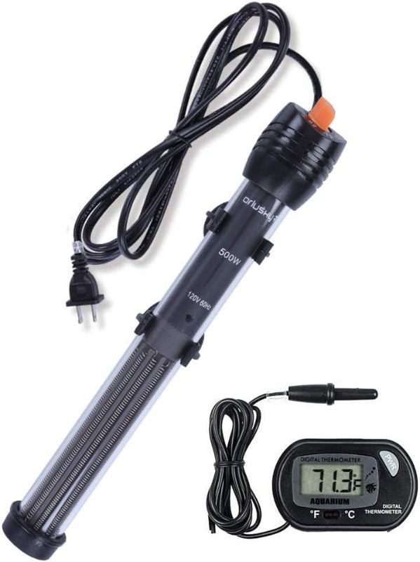 Photo 1 of Orlushy Submersible Aquarium Heater,200W Adjustable Fish Tahk Heater with 2 Suction Cups Free Thermometer Suitable for Marine Saltwater and Freshwater