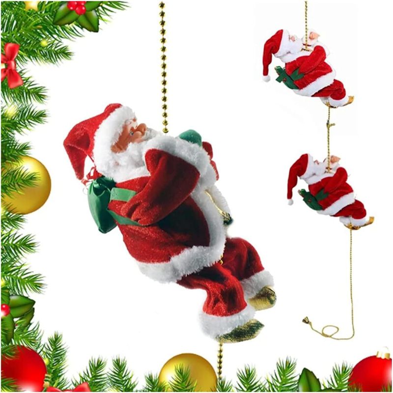 Photo 1 of Santa Claus Musical Climbing Rope, Christmas Electric Toy, Christmas Music Old Man Doll, Hanging Christmas Ornament for Party Home Door Wall Holiday Decoration (A) 