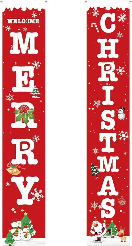 Photo 1 of Christmas Decorations 13 x 70 Inch Door Banner Outdoor, Merry Christmas Front Porch Signs Set Xmas Decor Banners for Home Front Door Wall Yard Garden Office Apartment Decorations