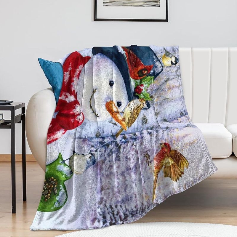 Photo 1 of Snowman Fleece Blanket for Bed 60" x 50",Snowman Fleece Throw Blanket for Women, Men and Kids Super Soft Plush Snowman Plush Blanket