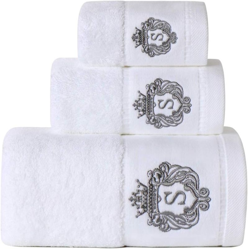 Photo 1 of Sunshinejing Premium 100% Pure Cotton Bath Towel Set; 1 Bath Towels,1 Hand Towel & 1 Washcloth,Luxury Bathroom Super Soft Hotel & Spa Quality Highly Absorbent (White)