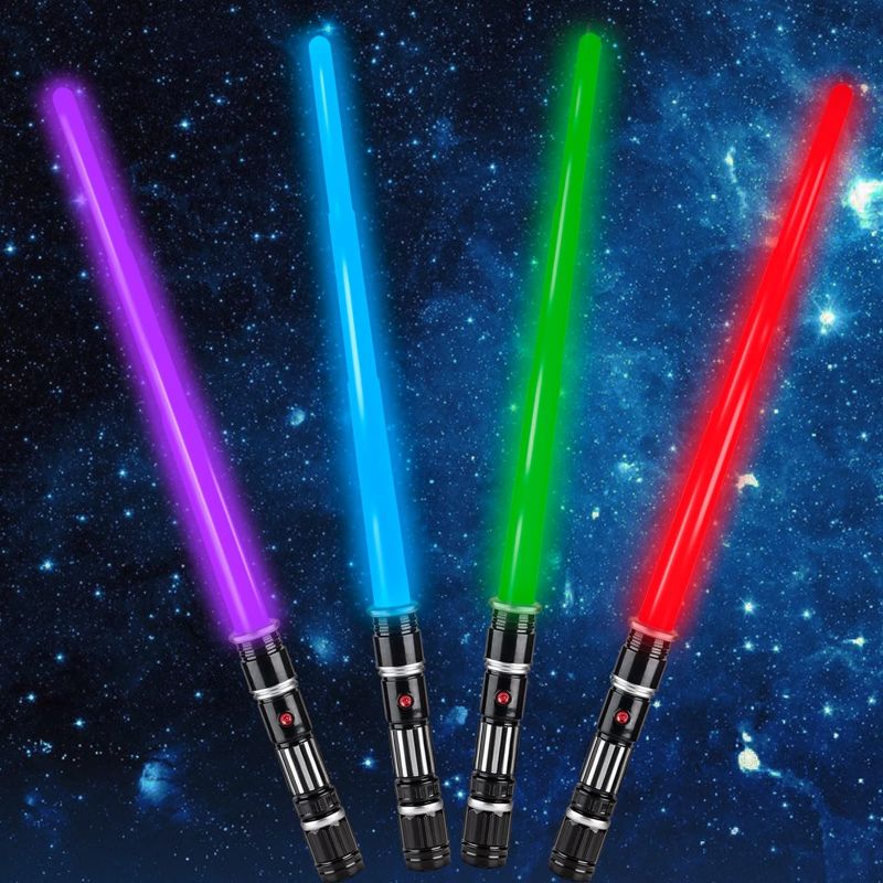 Photo 1 of 4 Pack 4 Colors Light up Saber, LED Light Swords with FX Sound(Motion Sensitive) and Realistic Handle, Expandable Light up Toy for Kid Adult, Warriors and Galaxy War Fighter, Halloween Party Xmas Gift