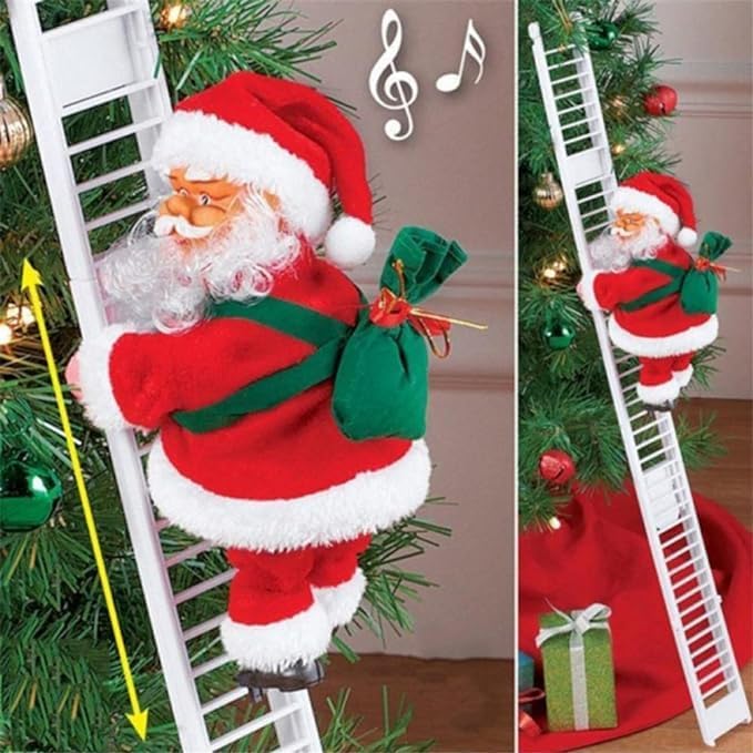 Photo 1 of Electric Climbing Santa,Christmas Ornament On Rope Ladder Christmas Tree Indoor Outdoor Hanging Christmas Creative Decoration for Christmas Tree Fireplace Home Party Decor (E)
