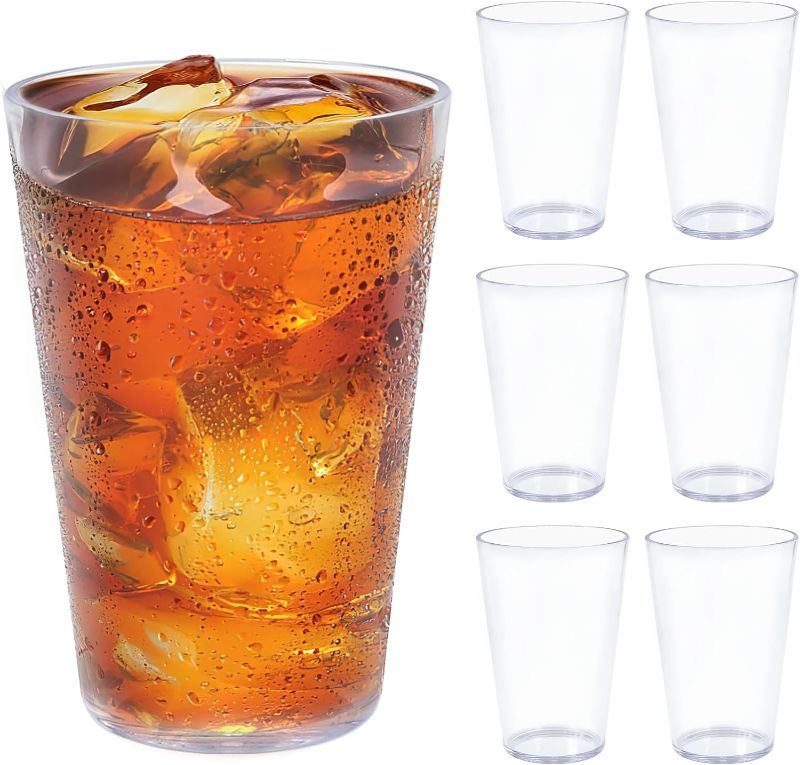 Photo 1 of REALWAY 32 OZ Large Plastic Cups Reusable?Clear Unbreakable Iced Tea Tumblers, Set of 6 Stackable Drinking Cups for Poolside Party Home Travel BPA-free Top-rack Dishwasher Safe,Freezer Safe