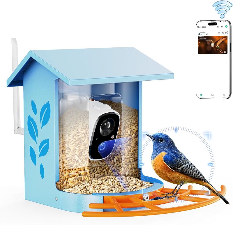 Photo 1 of Smart Bird Feeder with Camera - AILNJUC AI Identify 11000+ Bird Species Identification, Wireless Bird Watching Camera, 1080P Auto Capture Bird Video&Motion Detection (No Solar Panel)