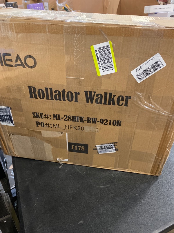 Photo 2 of HEAO Rollator Walker for Seniors, Rolling Walker with Cup Holder & 10" Wheels, Lightweight Mobility Walking Aid with Seat Compact Folding, Blue