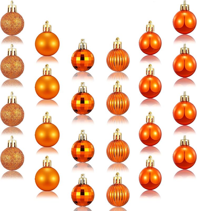 Photo 1 of 36 Pieces Christmas Ball Ornaments Plastic Ball Baubles Decoration for Tree with Hanging Loop Christmas Halloween Party Indoor Outdoor, 1.18 Inch (Bronze)