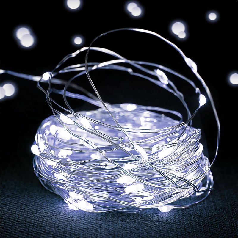 Photo 1 of Fairy Lights Battery Operated 1 Pack 16FT 50 Led Mini Battery Powered String Lights Twinkle Lights Mason Jar Lights Waterproof Firefly Lights DIY Party?Wedding?Christmas?Decoration?White?