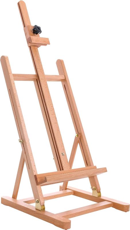 Photo 1 of U.S. Art Supply Medium Tabletop Wooden H-Frame Studio Easel - Artists Adjustable Beechwood Painting and Display Easel, Holds Up To 27" Canvas, Portable Sturdy Table Desktop Holder Stand - Paint Sketch
