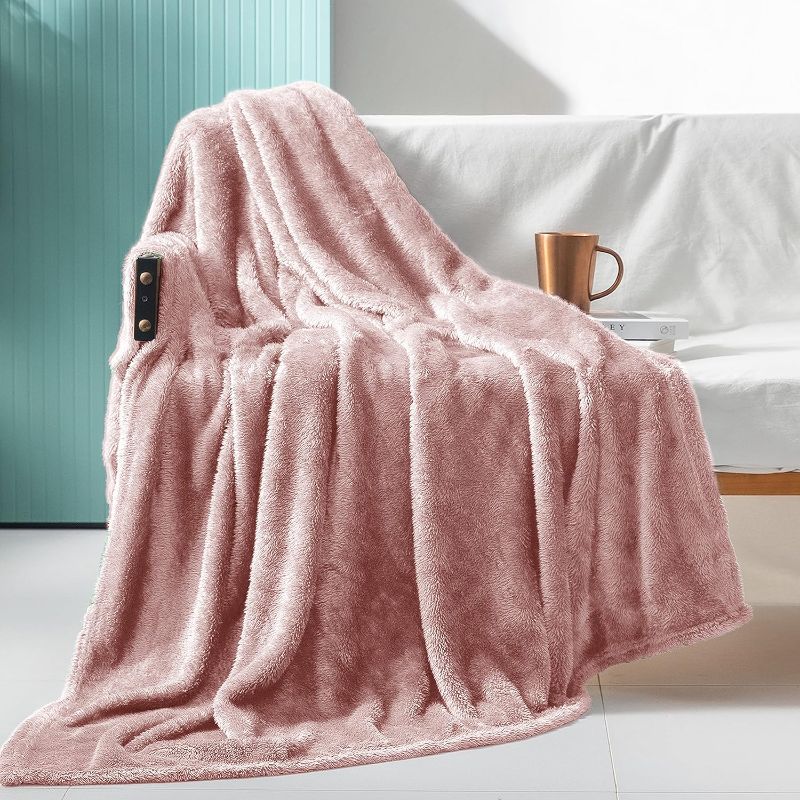 Photo 1 of Exclusivo Mezcla Plush Extra Large Fleece Throw Blanket for Couch,Bed and Sofa (50x70 inches, Dusty Pink) Soft, Warm, Lightweight