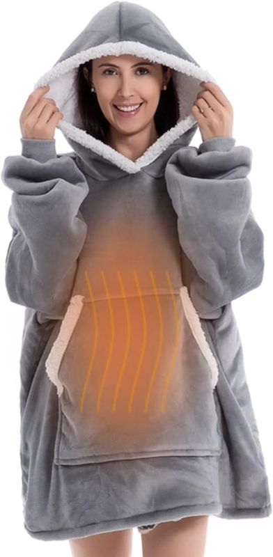 Photo 1 of Heated Wearable Blanket Oversized Lazy Hoodie with Large Heating Area on Back Short Version