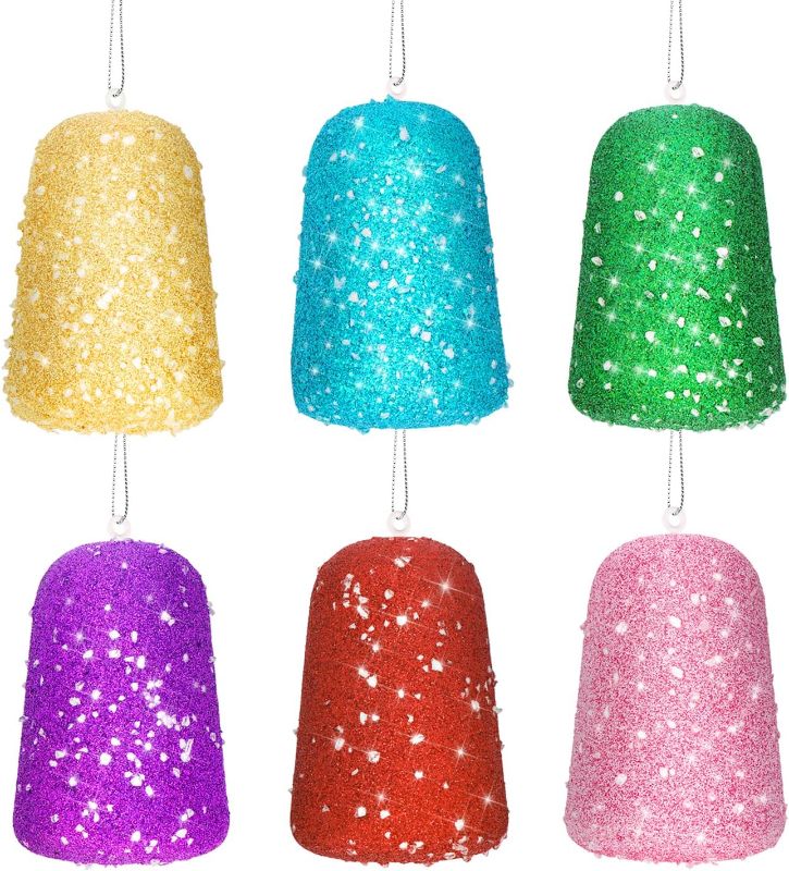 Photo 1 of Glittered Candy Ornaments for Christmas Tree Assorted Hanging Lollipop Candy Decorations 3.5 Inches Large Glitter Gum Drop Ornament for Xmas Tree Home Holiday Wedding Party DIY Craft Decor, Pack of 6