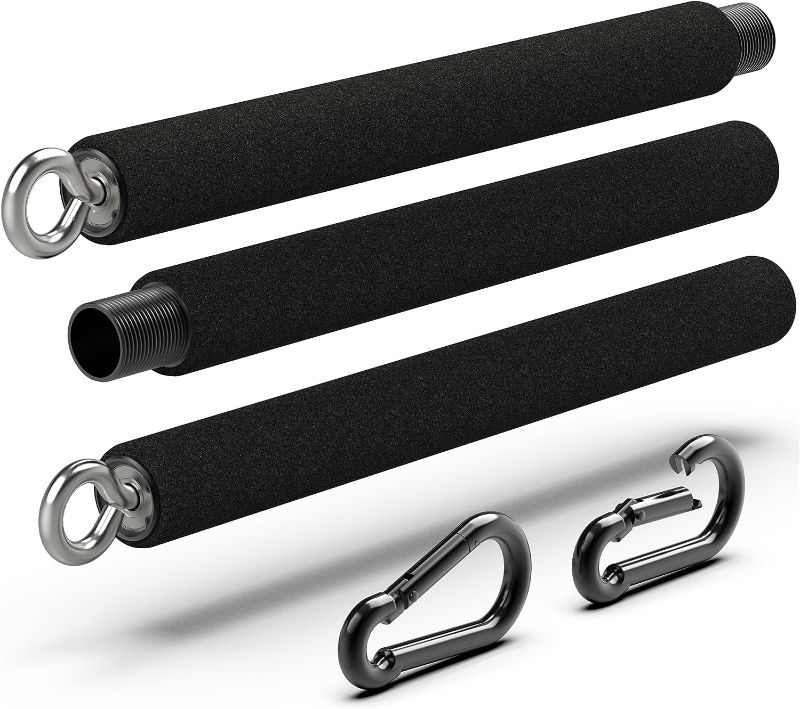 Photo 1 of Portable Resistance Band Bar - Steel Resistance Bar for Resistance Bands - Resistance Bar for Working Out - Dual Cable Machine Bar - Straight Bar Cable Attachment - Adjustable from 38