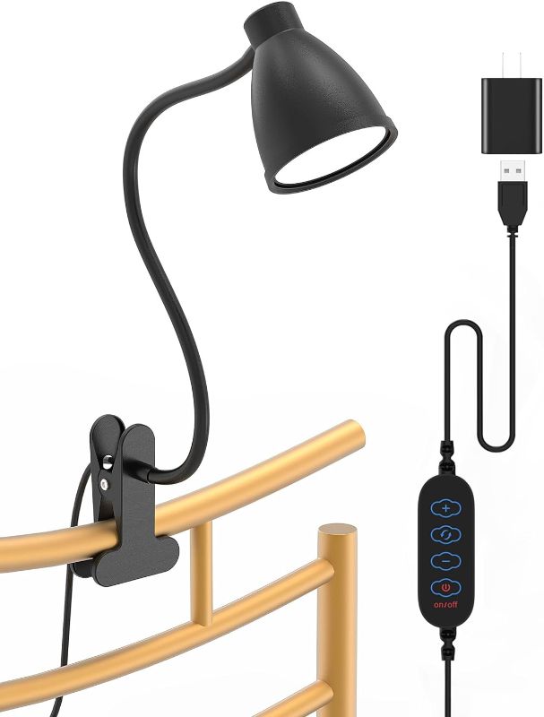Photo 1 of BOHON Desk Lamp 3 Color Modes 10 Brightness Dimmer Reading Light 10W 38 LED Clamp Lamp with Auto Off Timer 360° Flexible Gooseneck Clip on Light for Bed Bedside, AC Adapter Include