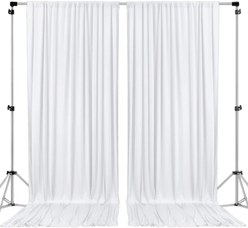 Photo 1 of AK TRADING CO. 10 feet x 10 feet IFR Polyester Backdrop Drapes Curtains Panels with Rod Pockets - Wedding Ceremony Party Home Window Decorations - White