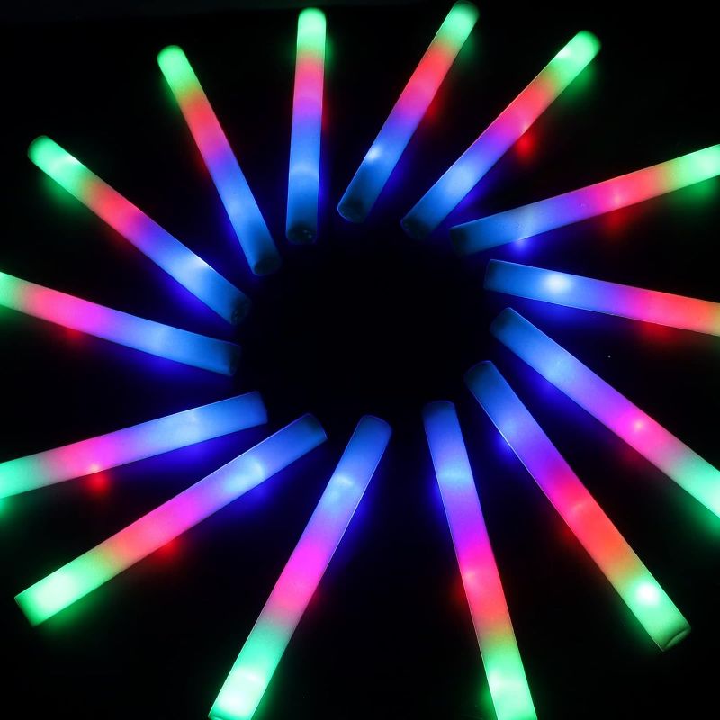 Photo 1 of 36 Pcs Foam Glow Sticks Bulk, 12 Inch New Years Eve Party Supplies with 3 Flashing Modes, Light up Foam Sticks for Christmas, Halloween, Weddings, Raves, and Birthday Parties. (36pack)