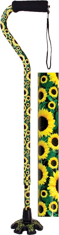 Photo 1 of Essential Medical Supply Couture Offset Fashion Cane with Matching Standing Super Big Foot Tip, Sunflower Style