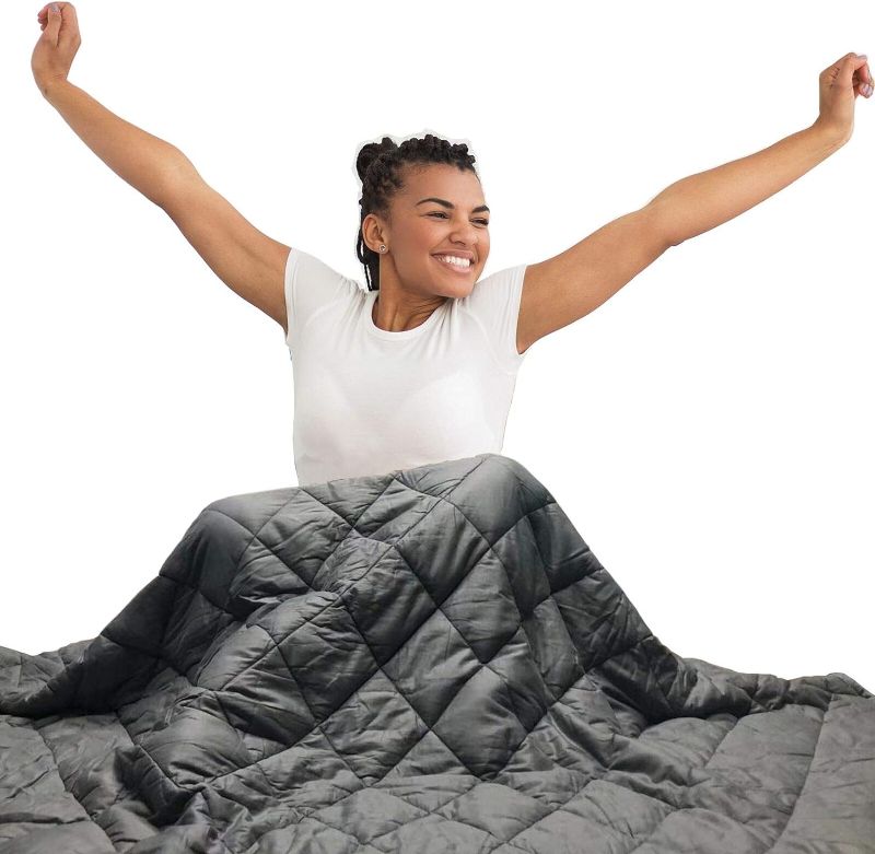 Photo 1 of HYPNOSER Adult Weighted Blanket Queen Size (20 lbs, 60''x80'', Grey) | Cooling Heavy Blanket | Breathable Material with Pure Glass Beads