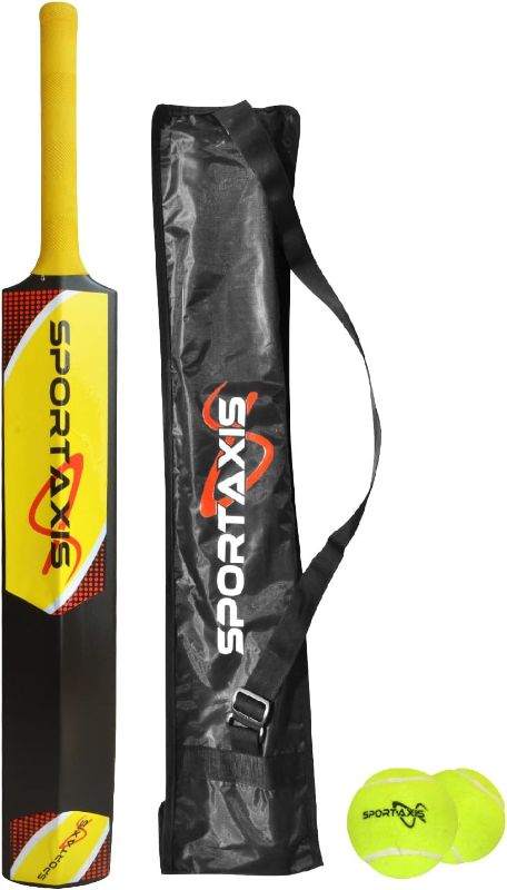 Photo 1 of Heavy-Duty Plastic Cricket Bat with 2 Tennis Balls and Bag for Indoor, Outdoor, Backyard, Beach Games