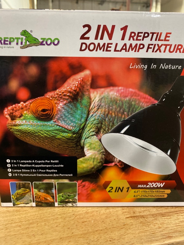 Photo 2 of REPTI ZOO 2 in 1 Deep Dome Reptile Light Fixture, 6.5” and 8.5” Adjustable Lamp Holder for UVA UVB Reptile Light Reptile Heat Lamp, Premium Optical Reflector, Max 200W