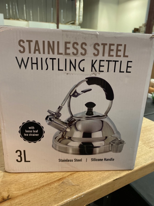 Photo 2 of Willow & Everett Whistling Tea Kettle for Stove Top - 2.75 Quart Tea Pots for Stove Top w/Stainless Steel, Mirror Finish & Strainer