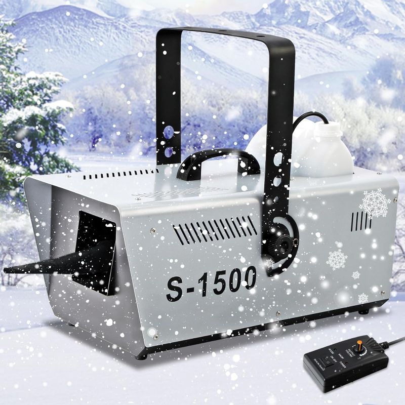 Photo 1 of TCFUNDY Snow Machine 1500W Snow Making Machine Snowflake Maker for Christmas Wedding Kids Party Stage Effect with Wired Remote Control