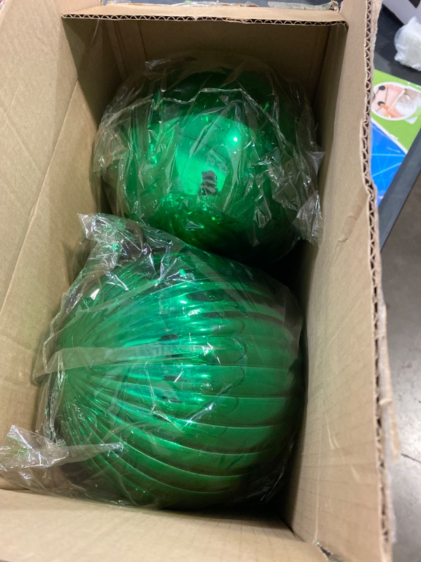 Photo 2 of Christmas Ornaments Balls 7.1" Large Christmas Decorations Xmas Tree Shatterproof Big Green Christmas Ball Ornaments with Hanging Loop for Wedding Holiday Halloween Party Indoor Outdoor Decor 4 Pcs