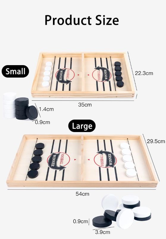 Photo 2 of Large Fast Sling Puck Game-Slingshots Hockey Game, Large Wooden Board Games,Funny Winner Board Party Game Desktop Battle for Parent Child Interactive Toy Party Game Family Game (L(54cm*29.5cm)