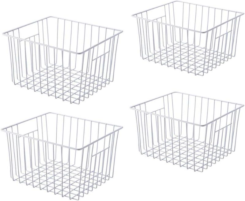 Photo 1 of Freezer Baskets Storage Organizer, Refrigerator Metal Wire Basket bins, Household Bins with Built-in Handles for Kitchen Cabinets, Freezer, Pantry, Closets, Bathrooms, 4 Packs