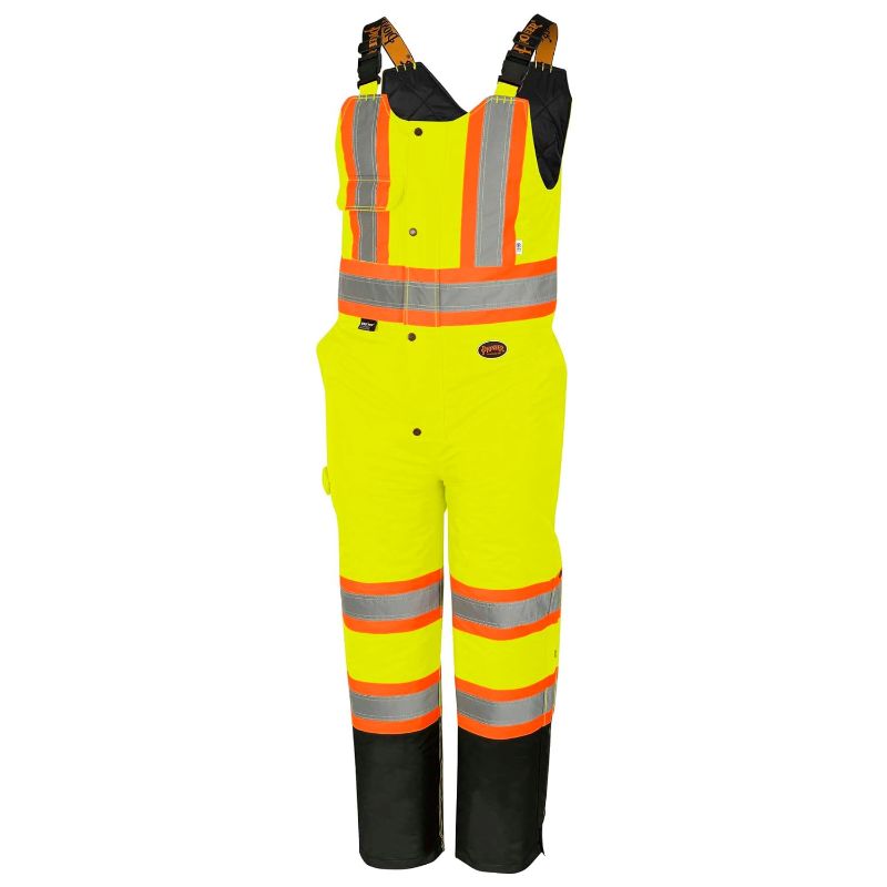Photo 1 of Pioneer High Visibility, Waterproof, Windproof Quilted Bib Safety Pants With Adjustable Suspenders, Reflective Tape, Yellow/Green, Unisex, 3Xl, V1120661U-3Xl