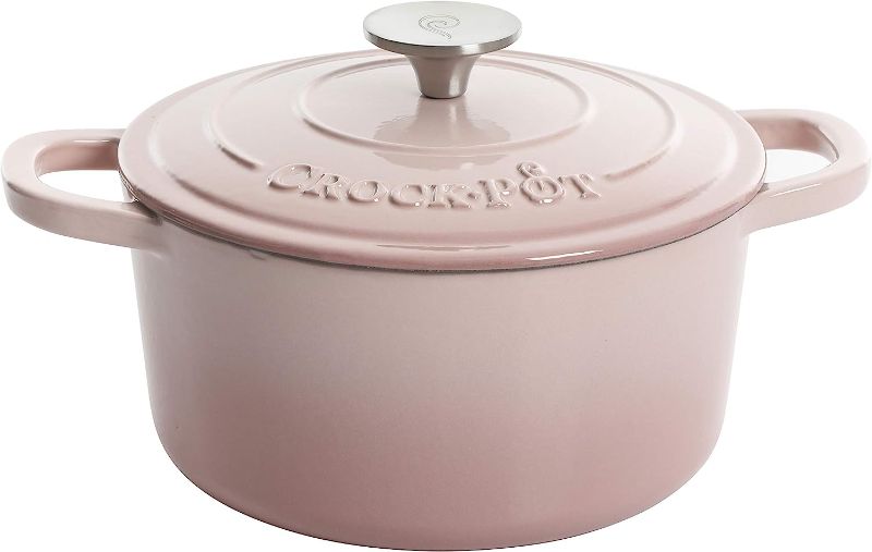 Photo 1 of Crock-Pot Artisan Round Enameled Cast Iron Dutch Oven, 7-Quart, Blush Pink