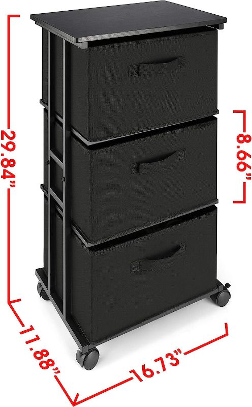 Photo 1 of Dresser Storage with 3 Drawers, Fabric Dresser Tower, Vertical Storage Unit for Bedroom, Closet, Office, Black