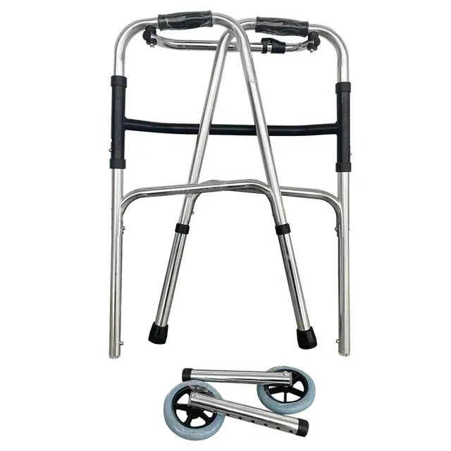 Photo 1 of Aluminum Folding Adjustable Stand Up Walker With 2 Wheels and Handles
