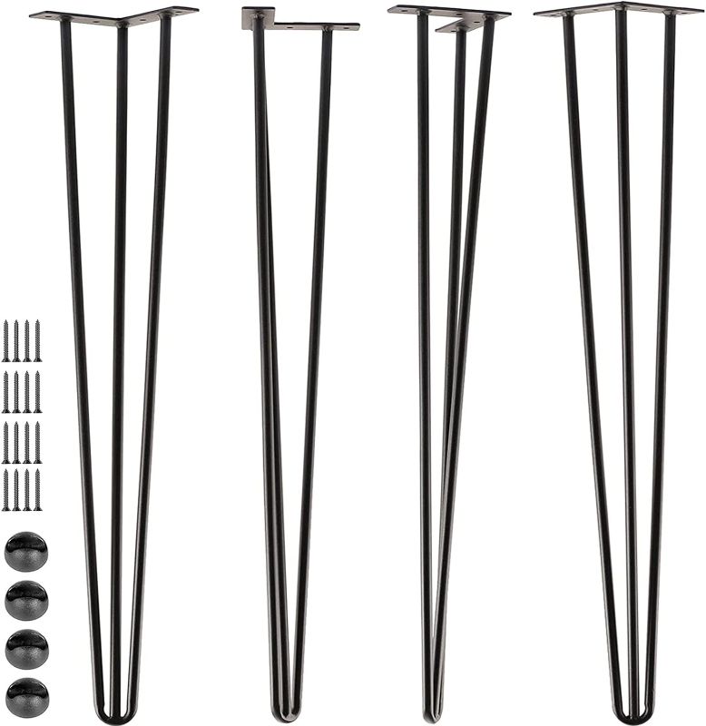 Photo 1 of 30" Hairpin Table Legs, 4PCS Coffee Desk Legs with Rubber Floor Protectors, Heavy Duty Metal Furniture Legs 3 Rods for Home DIY Bench Desk Bar Dining End Table Chairs