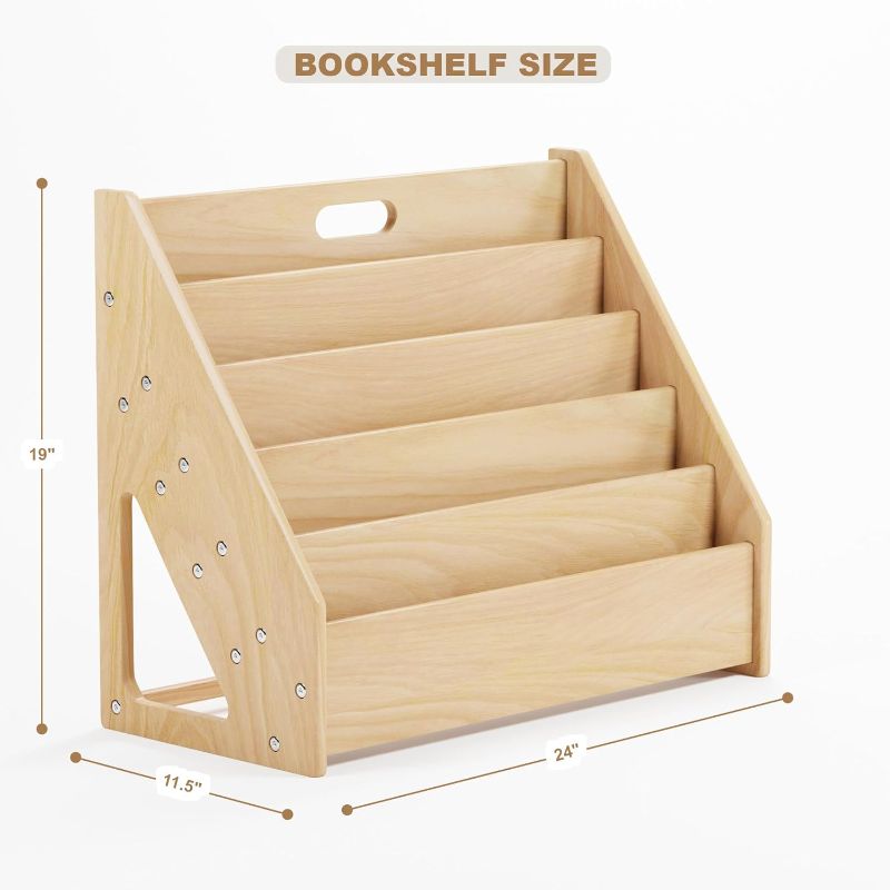 Photo 1 of Front-Facing Montessori Bookshelf,5 Tier Book Display Shelf for Toddler,Kids Storage Magazine Rack,Solid Wood Bookcase Organizer,Perfect for Playroom,Bedroom,Study Living Room,Nursery,Classroom