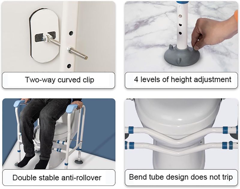 Photo 2 of Toilet Safety Rails, Elderly Toilet Armrest Adjustable Width and Height Medical Toilet Frame for Elderly Handicap Disabled